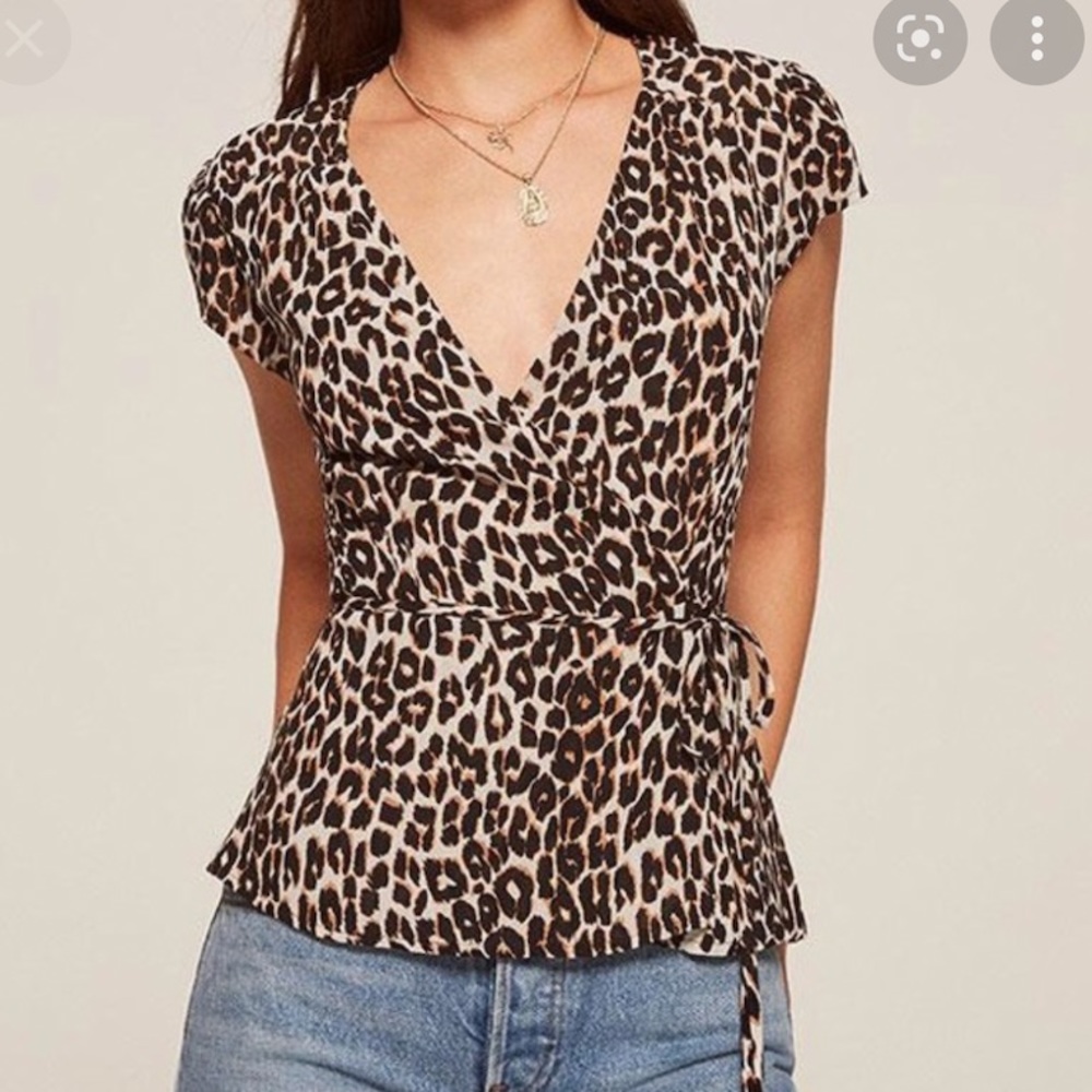 COPY - NWT! Reformation April Top Moxie Wrap Leopard Print